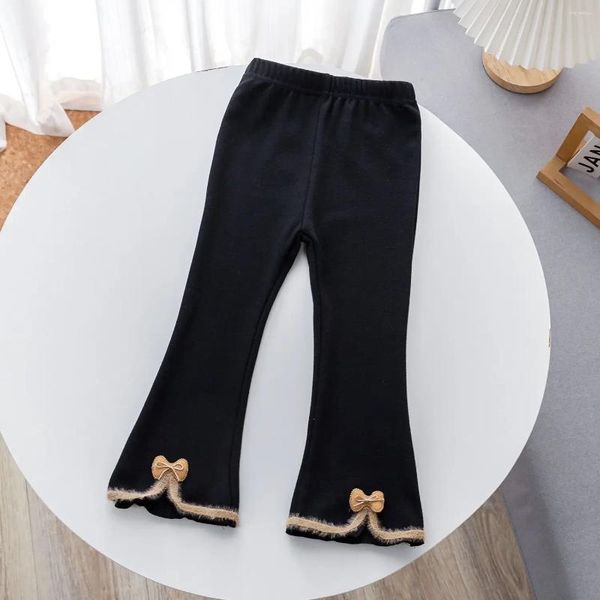 Pantalon évasé noir pour enfants filles, décontracté, coupe Silm, vêtements mignons de Style coréen, printemps-automne, 2024