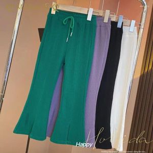 Pantalons enfants filles Flare pantalon 2024 arrivée été décontracté fendu Style coréen adolescent violet jambe large