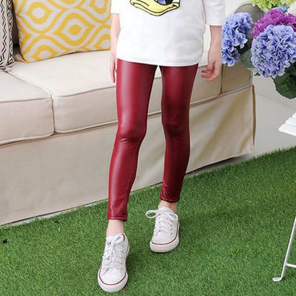 Pantalon pour enfants filles leggings rouges automne automne fille skinny pantalon crayon enfants vêtements en bas âge