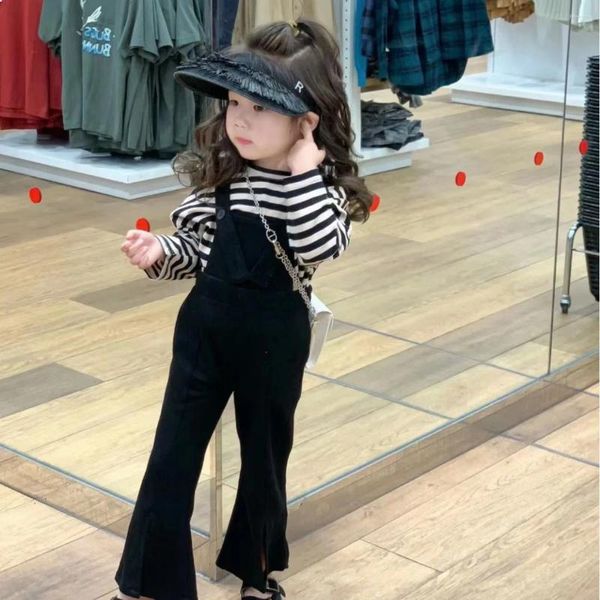 Pantalon pantalon pour enfants vêtements pour enfants spring girls coréens pour forker causal soild à la mode camisole 2024 noir