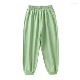 Pantalon pour enfants solides anti-mosquito coton pantalon de lin girls garçons bas décontracté fond d'automne d'été plissée lâche 5-12