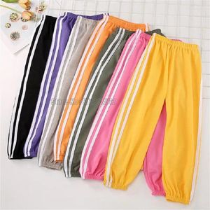 Pantalons de Sport pour enfants, couleur bonbon, Harem, garçons et filles, Patchwork, cordon de serrage, rayures latérales, pantalons pour adolescents