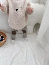 Broek koodykids baby jongens meisjes herfst fleece sweatshirts casual kinderen jongens warme tops gestreepte broek met fluwelen babykleding outfit