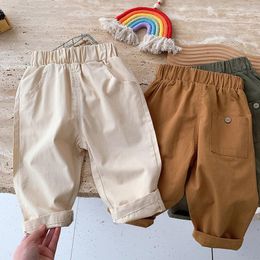 Broeken Koreaanse versie 0-6 jaar oud Kinderen Lentemode Eenvoudig Retro Effen Kleur Casual broeken Heren en dames baby