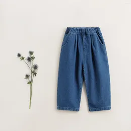 Pantalon MARCJANIE filles coton ample polyvalent Denim navet pantalon enfants pour printemps série française 240135