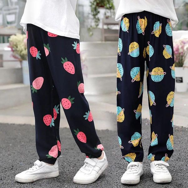 Pantalons anti-moustiques pour enfants, filles et garçons, en coton fin, bouffants pour bébés, en soie glacée, été