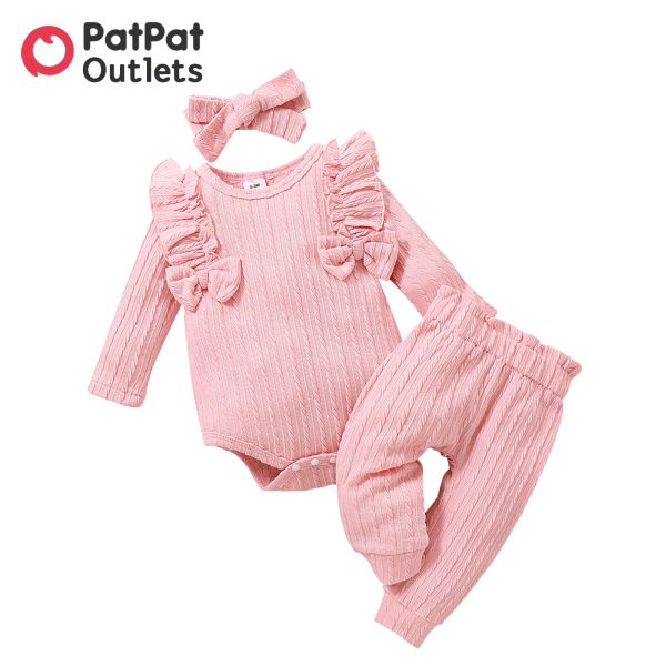 Pantalones Patpat 3pcs Jumpsuos de ropa de niña recién nacida