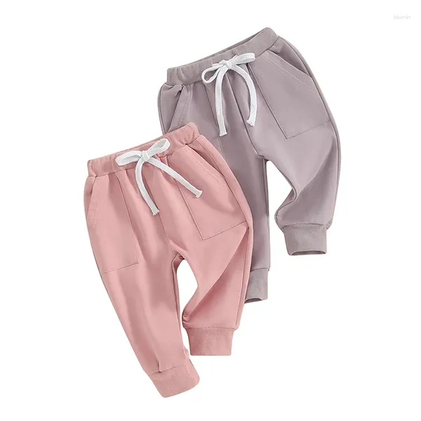 Pantalon pudcoco unisexe 2pcs / pantalon pack bébé fille fille sweeatpants coton actif jogger actif harem harem cordon de craquille en gros 6m-5t