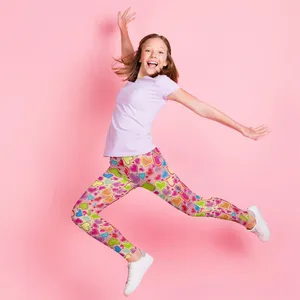 Pantalons-vente de vêtements de sport pour filles, Leggings, pantalons extensibles imprimés de dessin animé mignon, collants pour enfants, vêtements d'extérieur de Fitness