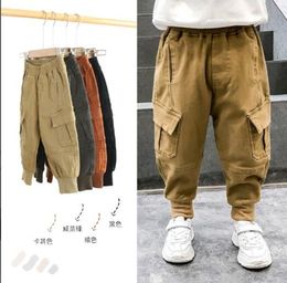 Pantalones deportivos para niños, pantalones Cargo con bolsillos grandes de algodón para otoño e invierno, pantalones informales para niñas y niños, expedición