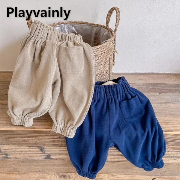 Pantalones primavera otoño bebé niño niña Jogger pantalones caqui azul marino cintura elástica suave algodón Harem Casual niños ropa E2153