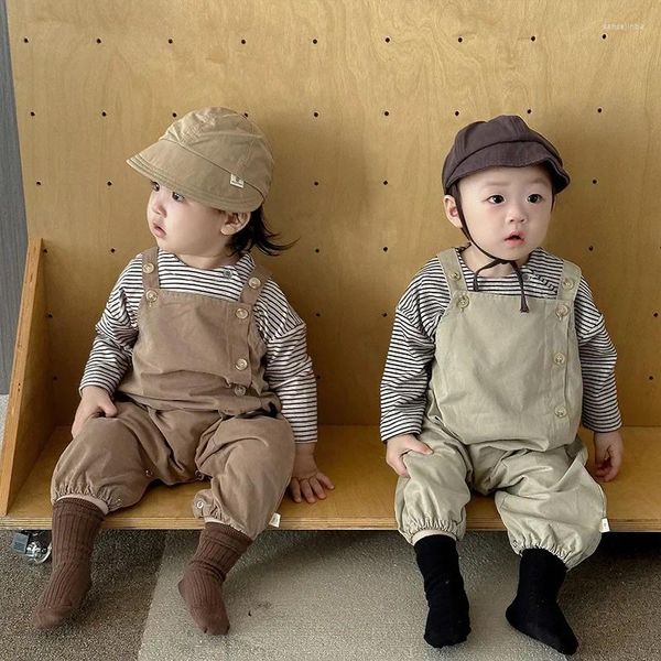 Pantalon printemps-automne pour bébés garçons et filles, salopette de Style coréen pour nourrissons de 0 à 3 ans, en coton, bretelles décontractées