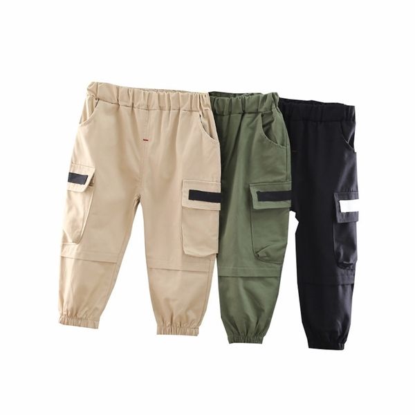 Pantalones Primavera Otoño Moda Niños Ropa de algodón Bebé Niños Niñas Bolsillo elástico Pantalones de trabajo Niños Infantes Pantalones deportivos casuales 220905