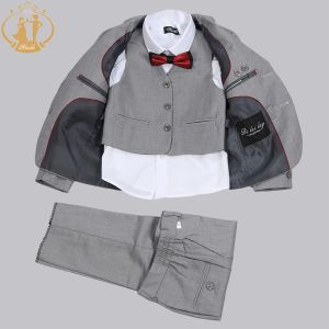 Pantalon Spring Automne Formal Boys Cost For Weddings Children Party Costume 3pcs Blue Blazer Vest Pantal