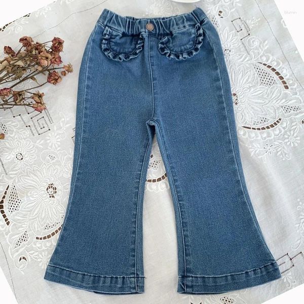 Pantalon printemps bébé filles jean slim Style coréen mode pantalon évasé enfants Denim élastiques enfants pantalon évasé