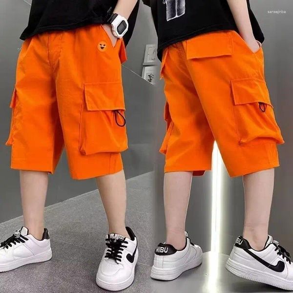 Pantalon Summer Boys 'Cotton Shorts quotidiennement décontracté sports orange court court high street mode pour enfants garçons 2024