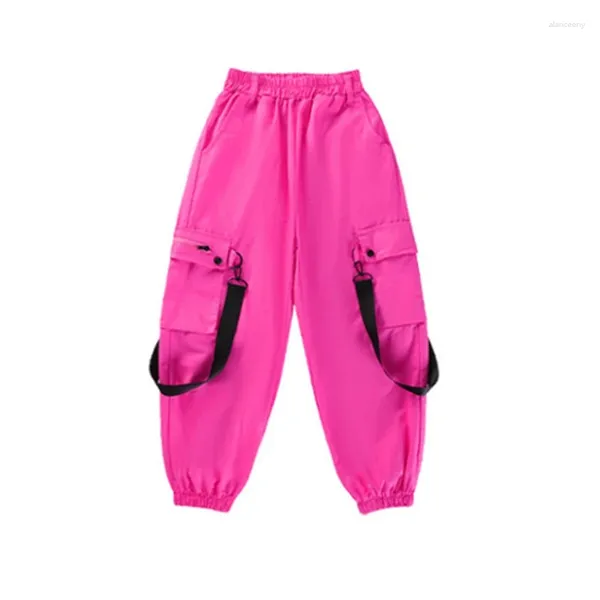 Pantalones Cargo para chicas adolescentes, ropa de calle a la moda, pantalones de chándal de Hip Hop, cintura elástica, 6, 8, 10, 12 y 14 años