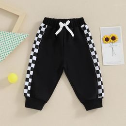 Broeken voor peuters, babyjongens, joggingbroeken, schaakbord, patchwork, elastische joggingbroeken, casual voor geboren baby's