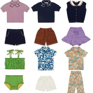 Broek peuter meisje kleding Misha Puff 2023 Nieuwe zomer kinderen gebreide t -shirts + broek schattige jurk baby outfit set peuter jongens tops tees