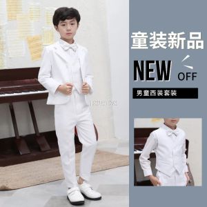 Pantalones niños blancos traje formal conjunto de fiestas de boda bautismo vestido de anfitrión