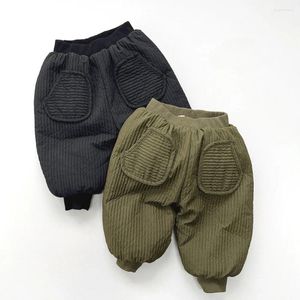 Pantalon d'hiver en coton épais pour bébés filles et garçons, pantalon chaud épais, doublure polaire de Style coréen, pantalon décontracté pour enfants en bas âge