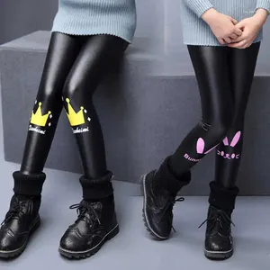 Broeken Winter Meisjes Legging Broek Leer Warme kinderen leggings Kinderen dikker baby cartoon kleding