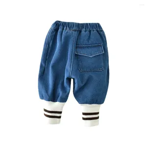 Pantalon hiver en peluche épais Denim jean avec polaire 1-3 ans garçons filles pantalons décontractés enfants bébé une pièce velours chaud