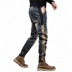 Broek met Print Stretch Mannelijke Cowboy Broek Elastische Cargo Jeans voor Mannen 2024 Koreaanse Herfst Esthetische Regelmatige Winter Trend Y2k T2tN #