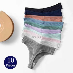 TrowBridge 10 unids/set bragas de mujer ropa interior de algodón a rayas tangas deportivas sexis lencería suave y cómoda tanga caliente T-BacksL231121