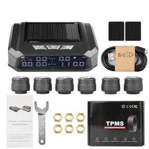 Truck CAR TPMS Banden druk Monitoring Systeem Auto Display Alarm Monitoring USB -laadtemperatuurwaarschuwing met 6 sensoren