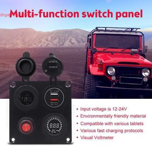 Camion RV Yacht panneau de commutation QC3.0 Charge rapide chargeur de téléphone portable allume-cigare couleur écran voltmètre LED panneau d'affichage