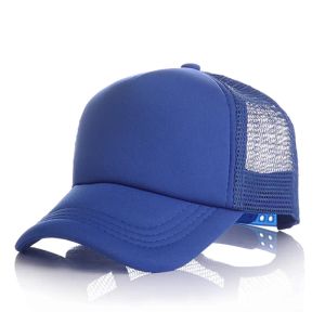 Trucker hoeden zomer mesh blanco honkbal petten verstelbare snapback voor kinderen gewone baldoppen zon visor zwart blauw geel groen roze oranje grijs wit wit