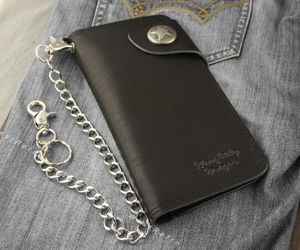 Trucker Rocker Biker Chain Blacks, Cuir véritable, Rider-Wallet avec chaîne