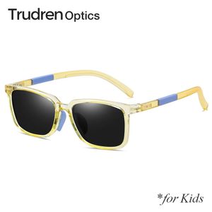 Trudren Kids TR90 Lunettes de soleil rectangulaires incassables pour les enfants garçons UV400 Polaris Sun Verres de printemps flexibles 2002 240417
