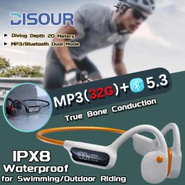 Écouteurs de natation à Conduction osseuse véritable, écouteurs étanches IPX8, lecteur MP3 32 go, HIFI, sans fil, Bluetooth, casque de cyclisme et de sport