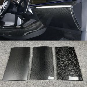 Couvercle en Fiber de carbone véritable pour Tesla modèle 3 Y 2017 – 2023, Console intérieure côté passager, boîte à gants, accessoires de garniture de panneau