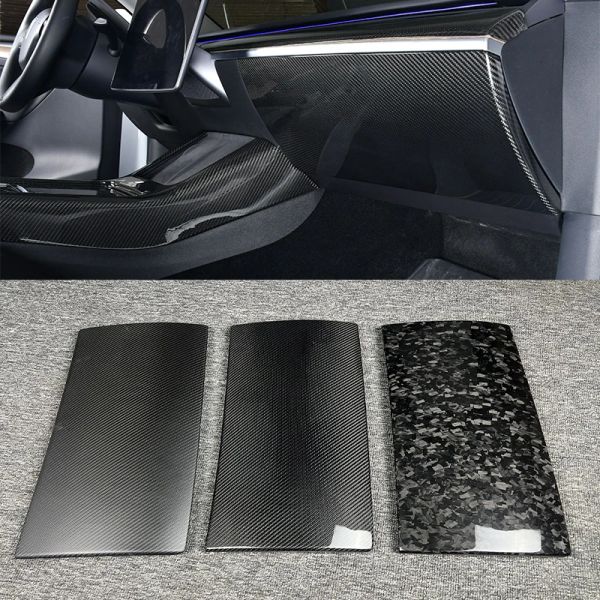 Cubierta de fibra de carbono auténtica para Tesla Model 3 Y 2017-2023, consola Interior del lado del pasajero, guantera, Panel embellecedor, accesorios