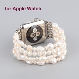 True Pearl Watch Bracelet pour Apple Watch 8 Band Natural Beded Iwatch 7 SE Watchband Femmes Elastic Remplacement 41 mm 45 mm 44 mm
