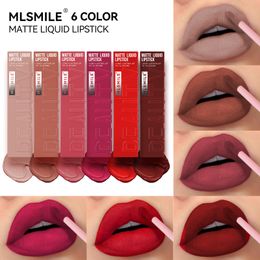 Lápiz labial líquido mate rojo verdadero, 6 colores, esmalte de labios de terciopelo, resistente al agua, brillo de labios Natural de larga duración, brillo de labios hidratante