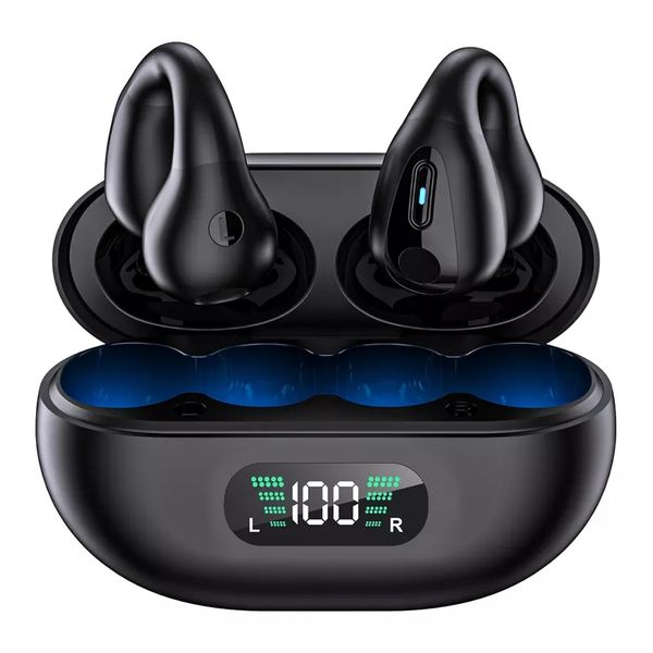 Audífonos inalámbricos verdaderos Auriculares abiertos Auriculares Bluetooth 5.2 Clip-on Sport Auriculares de conducción ósea con pantalla de batería