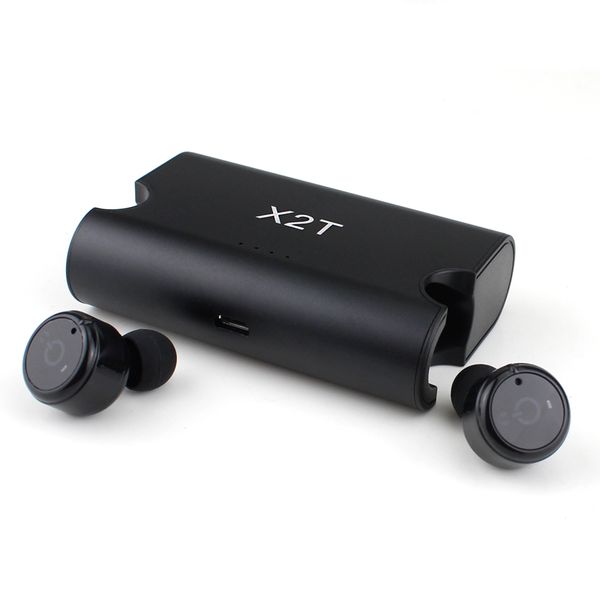 Véritables écouteurs sans fil Twins X2T Bluetooth CSR4.2 écouteurs stéréo avec boîtier de chargeur magnétique pour téléphone portable