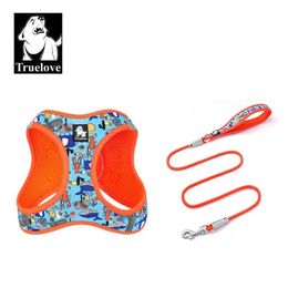 TRUELOVE FLORAL MESH PET HARNESH LEASH LEASH Set - Soft Durable Reflective - Idéal pour les chiens à petit TLH3016TLL25761 240506