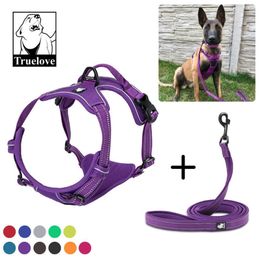 Truelove No Pull Dog Harnness and Lash Set Reflective Soft Soft Paded Chihuahua Vest Harness Lash for Dog Pet Shop Dropshipping 210325