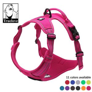 Truelove No Pull Rembourré Pet Dog Harness Nylon Réfléchissant Front Range Vest Harnais pour Chiens Bretelles Réglables Bulldog Pug 210712