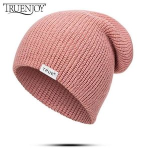 TRUENJOY décontracté tricoté bonnet chapeau femmes hommes automne hiver chapeau pour enfants Skullies casquette enfant Hip Hop bonnets lettre New4175918