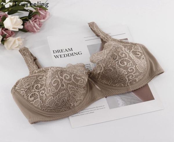 Trugeeling coton doublé plus taille sexy soutien dd e ddd f tasse de lace en dentelle florale perspective des sous-vêtements confortables pour les femmes3587560