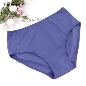 Trufeeling XL-6XL Culotte sans couture pour femmes de grande taille avec Spandex Solid Color Ultra-mince Ice Silk Underwear Plus Size Briefs 220311