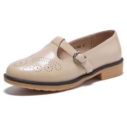 TRULAND Women's Leather Mary Oxford Jane Shoes - One Step T-strap Loafers Casual Closed Toe Formal Flat Shoes, Suitable for Office Work 796 Tstrap , 77491