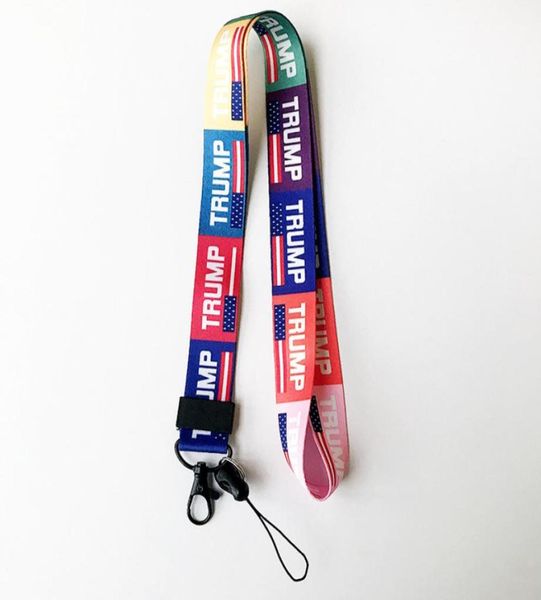 Trump 2020 Lanyard Keys Holder Sangles Drapeau américain Imprimé rayé Lanière de téléphone portable Carte d'identité Cordes de cou Porte-clés Sangles de poitrine clé rin3924153