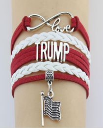 Trump 2020 Love Couple Bracelet American Flag Charm LETTER PU PU Leather Wrap bracelets pour bijoux de fête Kjj576399803
